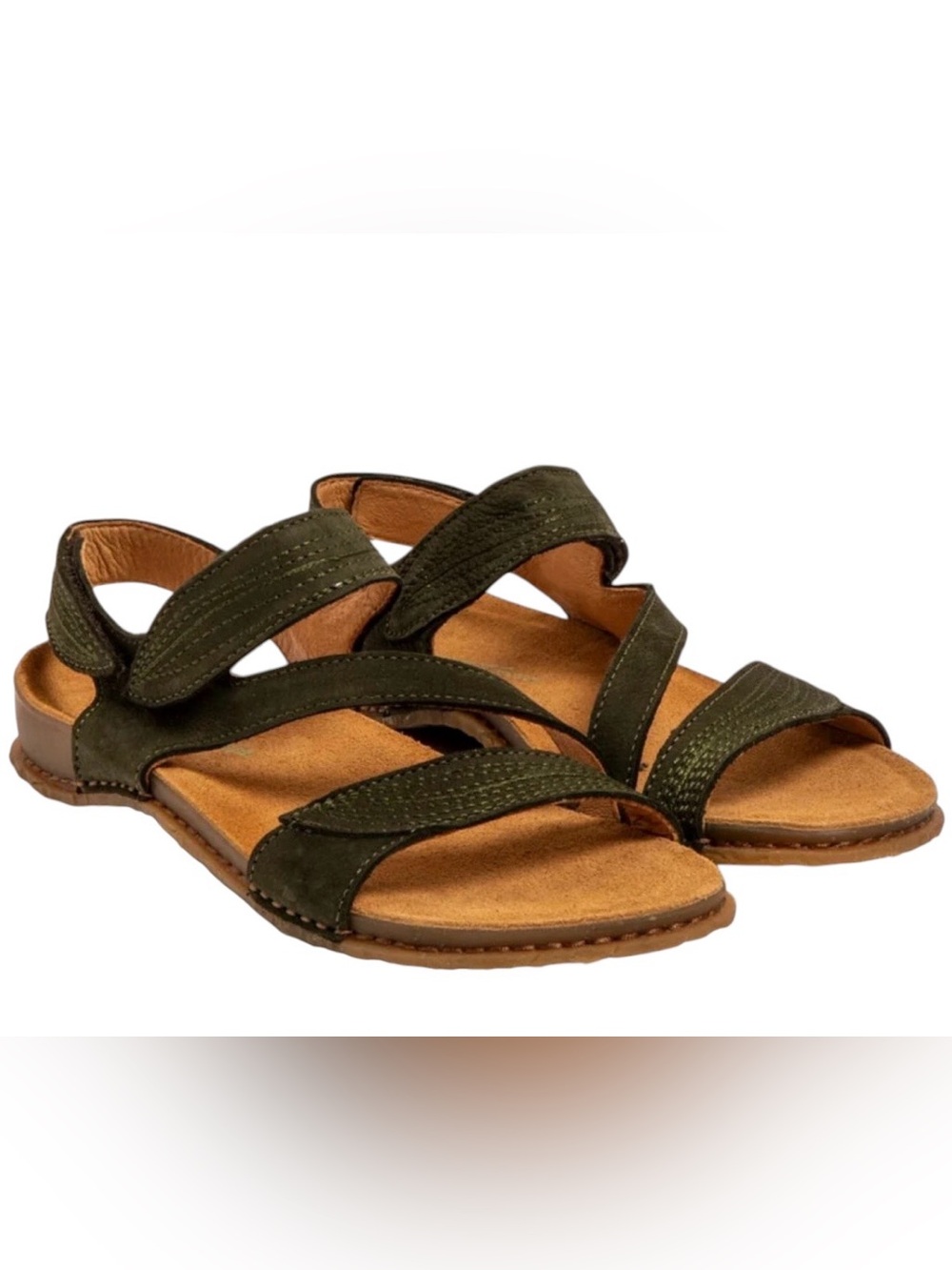 El Naturalista Pangloa N5810 Olive Green Suede Strappy Sandals Size 38 US 7.5/8